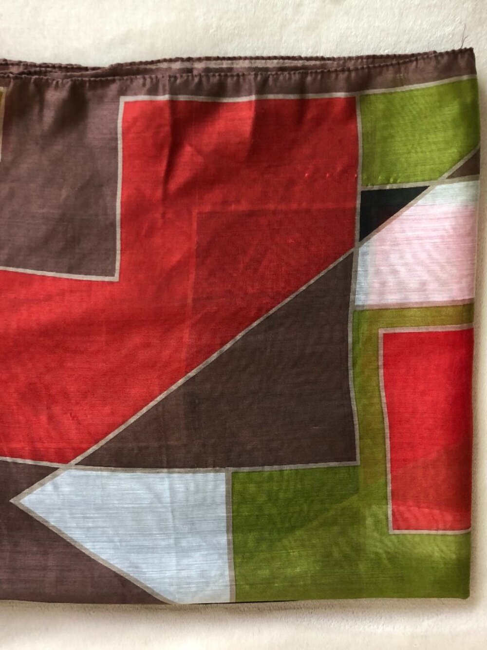 Vintage Brown Geometric Print Square Scarf